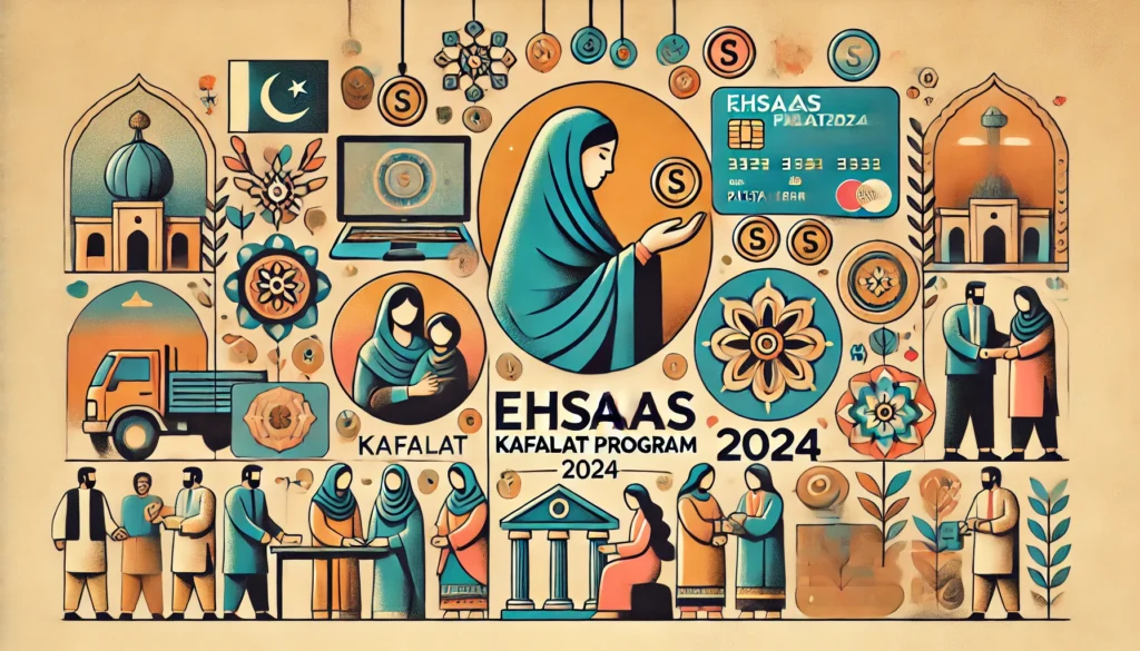 An-informative-and-visually-appealing-image-representing-the-Ehsaas-Kafalat-Program-2024-in-Pakistan.-The-image-should-include-symbolic-visuals-of-fin.